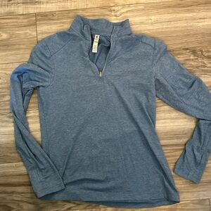 Kyodan Long Sleeved 1/4 Zip Golf Shirt w Thumb Holes in Heathered Blue Size XS